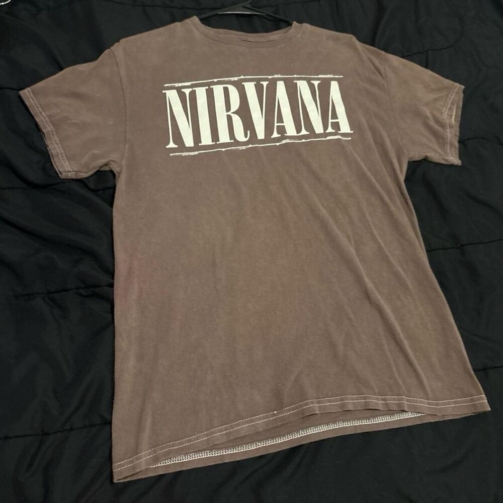 Nirvana Men's Brown and Grey T-shirt